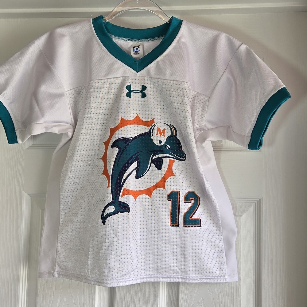 Miami Dolphins Under Armour Jersey Number 12 Youth Size Medium Dolphin Academy